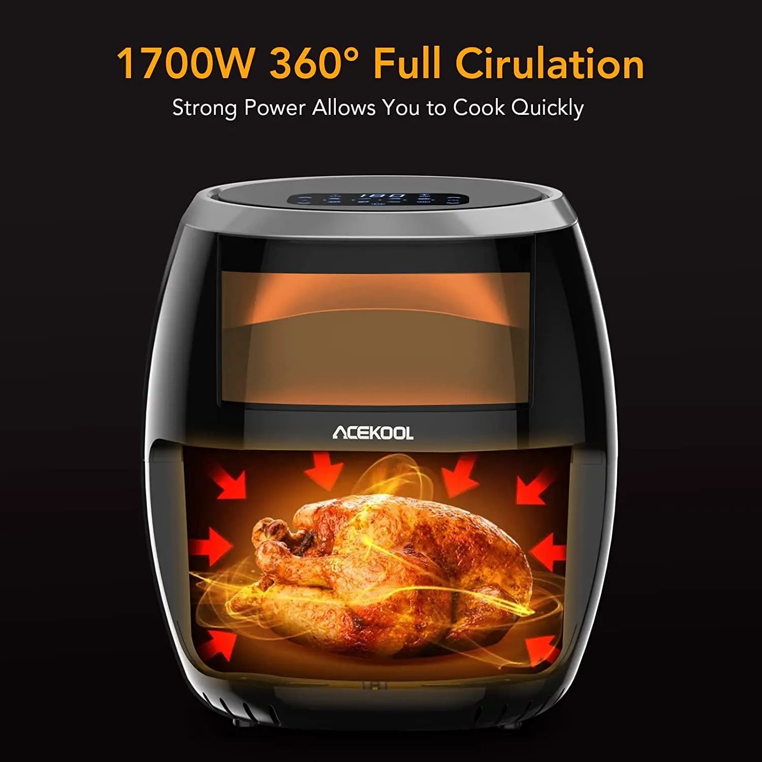 Air Fryer Oven Digital Large 7.7L Rapid Air Circulation,Air Fryers With Touch Screen Viewable Window Dishwasher Safe Accessories