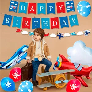 Airplane Birthday Party Decorations,167pcs decorations&Airplane Party Tableware set-Airplane Plates Napkins Cups TableCloth etc