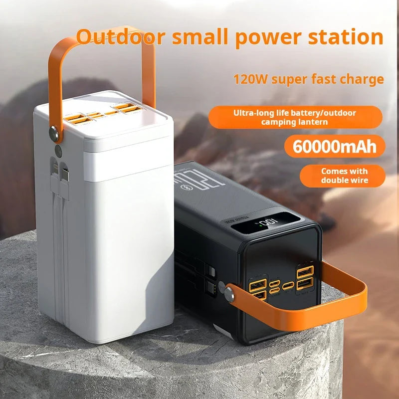60000mAh Portable Power Bank - 120W Fast Charging Solar Generator for Camping Emergency Outdoor