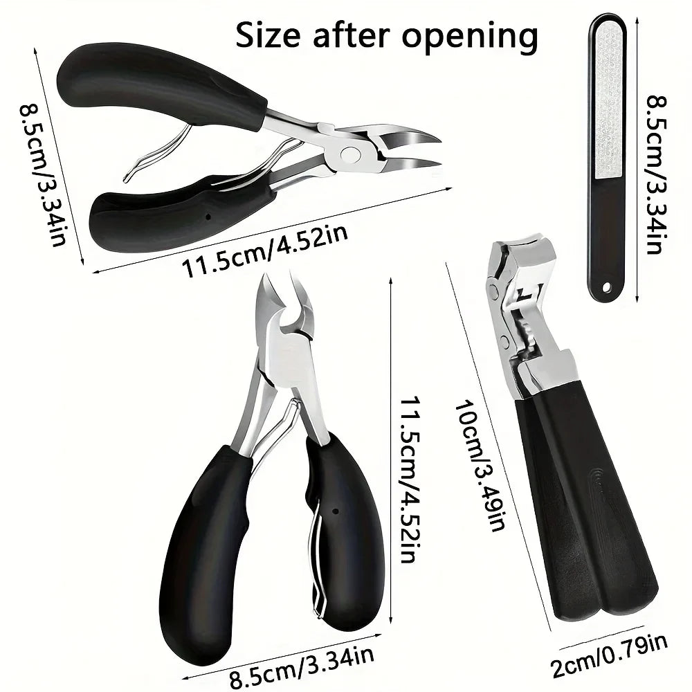 [Practical Nail Clippers]4pcs Thick Nail and Toe Nail Clippers for the Elderly - Extra Large Wide Mouth Opening Nail Clipper Set