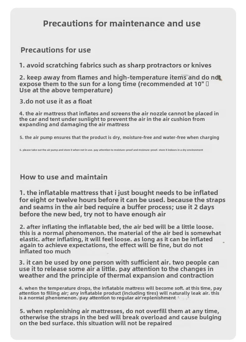 MOUNTAINHIKER 2025 Interior Air Mattress Glamping Mats PVC Inflatable Sleeping Mattress 1/3 Person Camping Bed Mat Built-in Pump