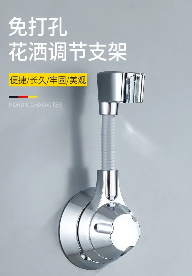 Suction Cup Shower Holder Adjustable Shower Head Holder Nozzle Handheld Holder Punch-Free Multi Angle Rotation Shower Bracket