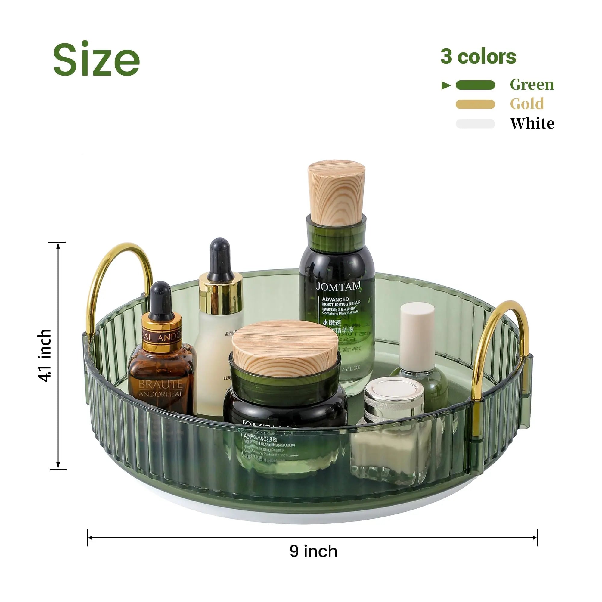 Rotating Makeup Organizer for Vanity Make Up Storage Box for Bathroom Counter Clear Cosmetic Toiletry Dresser Spinning Holder
