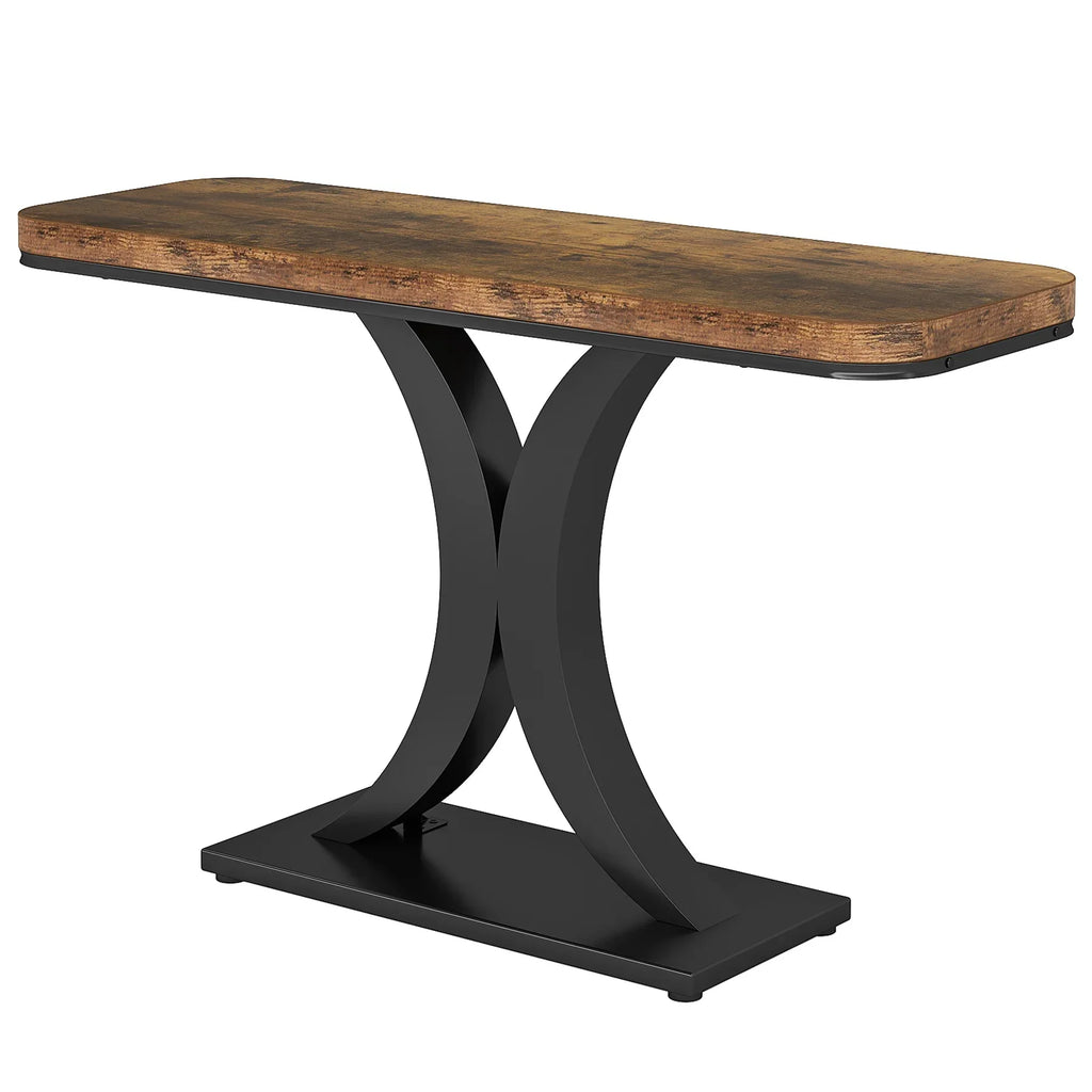 Tribesigns Industrial Console Table, 40 inch Narrow Entryway Foyer Table with Geometric Base, Rustic Hallway Accent Table