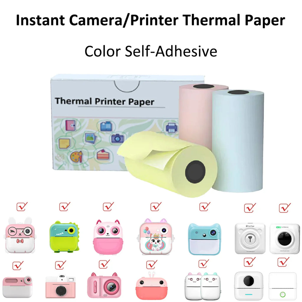 Kids Camera Instant Print Refill for Kids Instant Camera Thermal Printing BPA Free,57x25mm White Non-Adhesive Photo Print Rolls