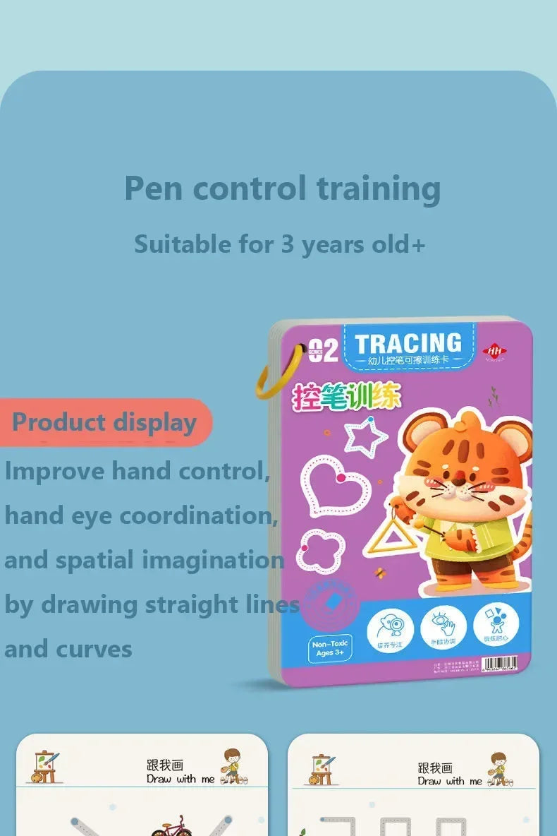 Magical Tracing Workbook Educational Montessori Books for Children Pen Control Training Reusable Calligraphy Copybook for Kids