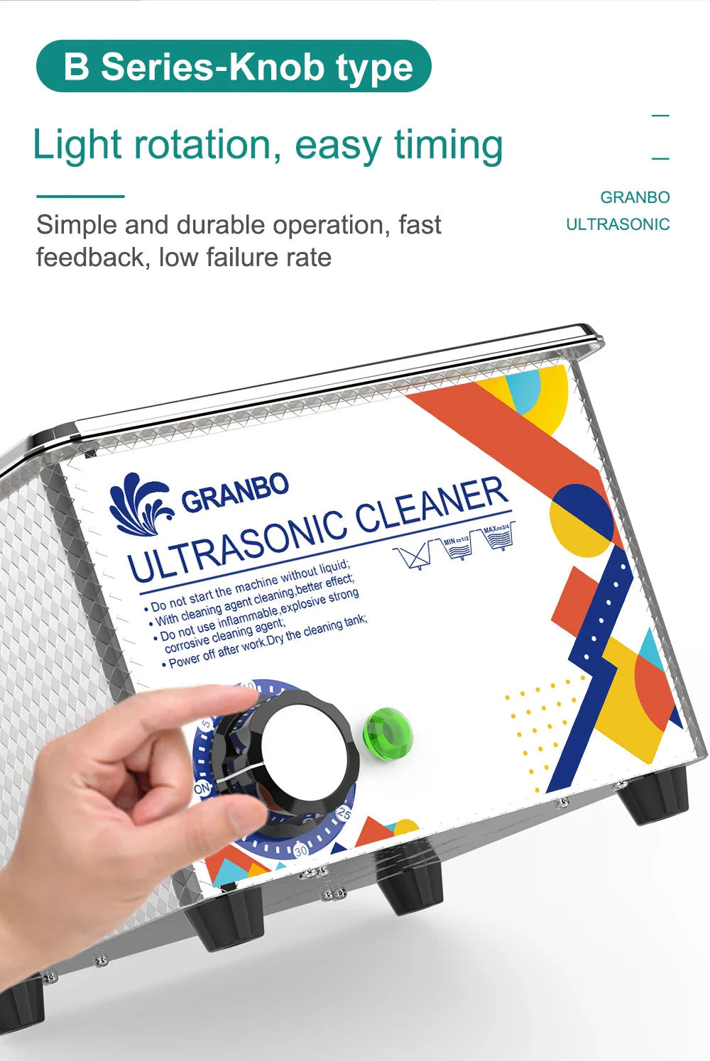 Granbosonic Ultrasonic Cleaner 800ML 1L 40KHz 35W 60W Easy Operation Jewelry Glasses Makeup Washer Bath New Design