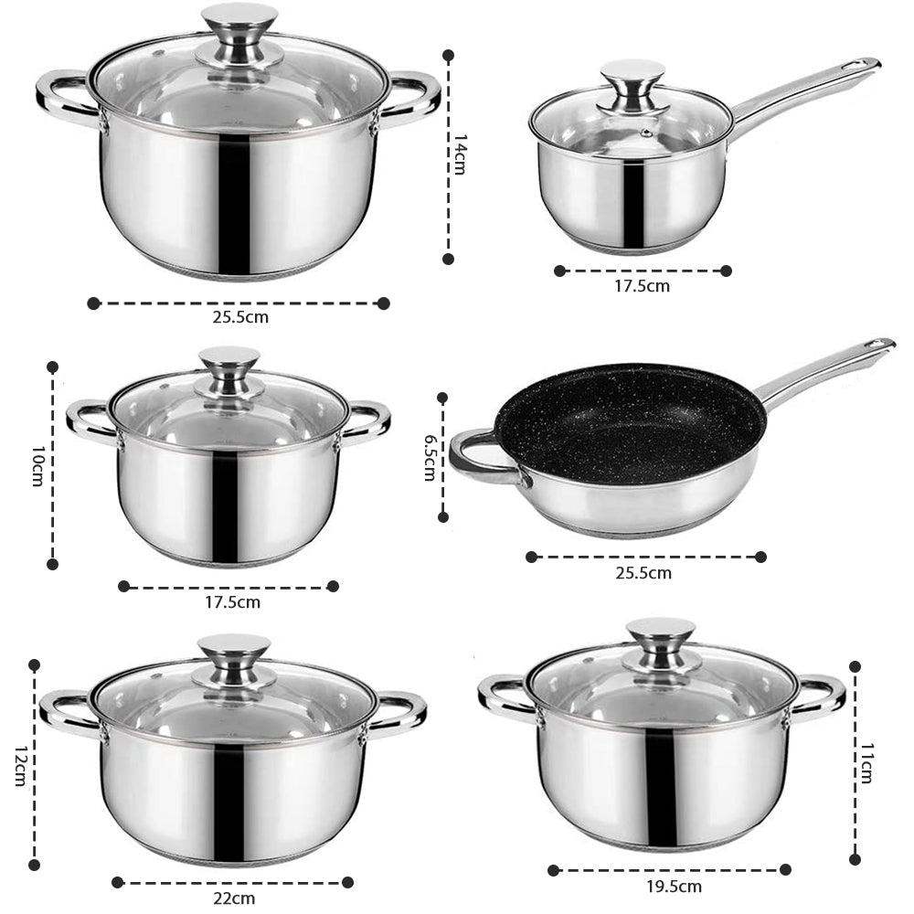 12pc Non Stick Stainless Steel Cookware
