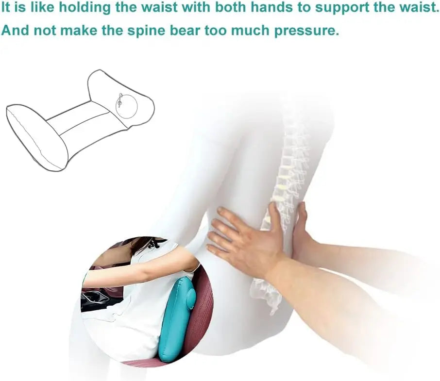 Inflatable Travel Nursing Waist Pillow, Blow Up Lumbar Body Back Support Pillow for Airplane Long Flight Journey Travel Airplane