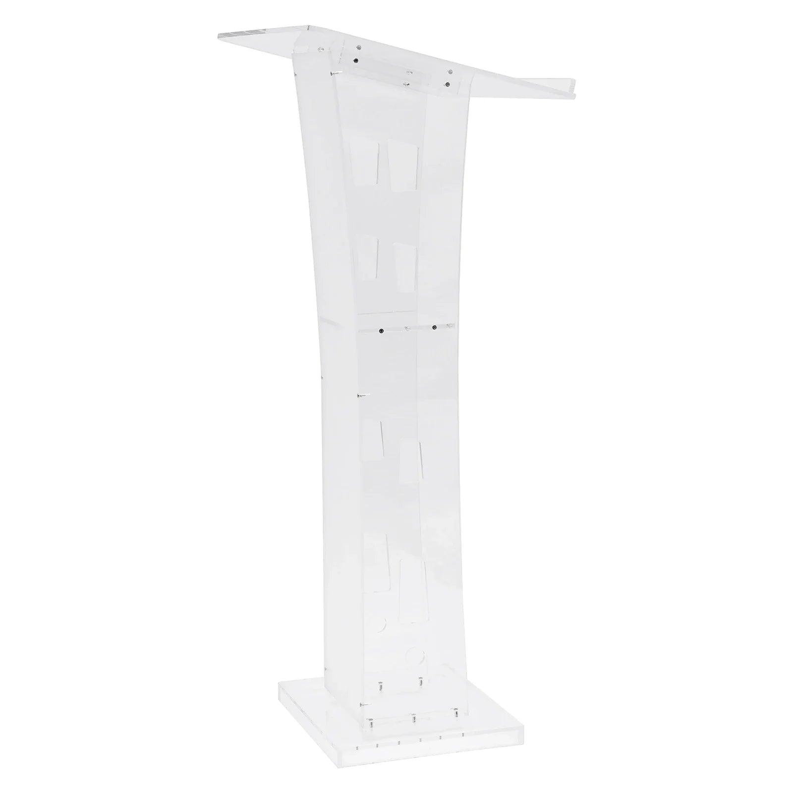 Acrylic Podium Floor Standing Clear Lecterns W/ Storage Shelf School Stand Desk Church Pulpit Office Lecture Table 43in H