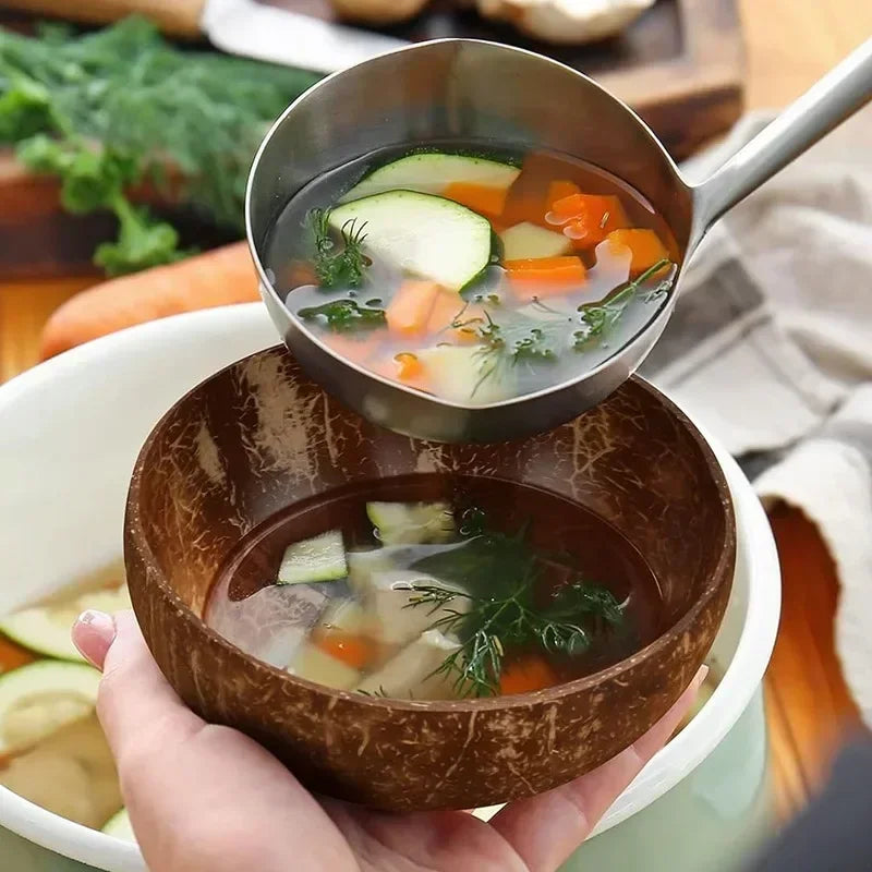 Natural Coconut Bowls And Wooden Spoon Sets Reusable Coconut Shell Bowls For Dessert Yogurt Fruit Salad Kitchen Tableware