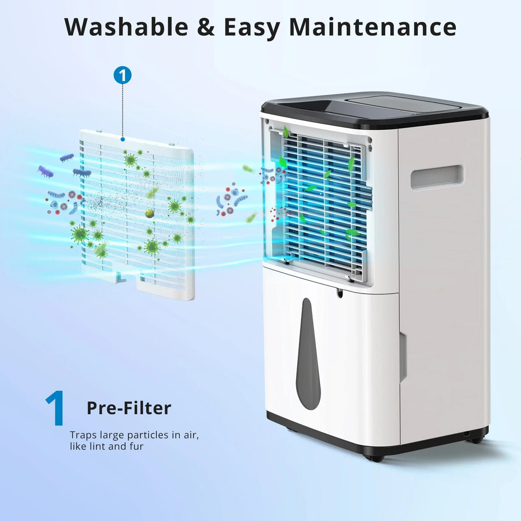 Dehumidifier For Home, 30L/Day Energy-Efficient Smart Dehumidifiers With 6L Tank, Digital Humidity Display, Perfect For Room