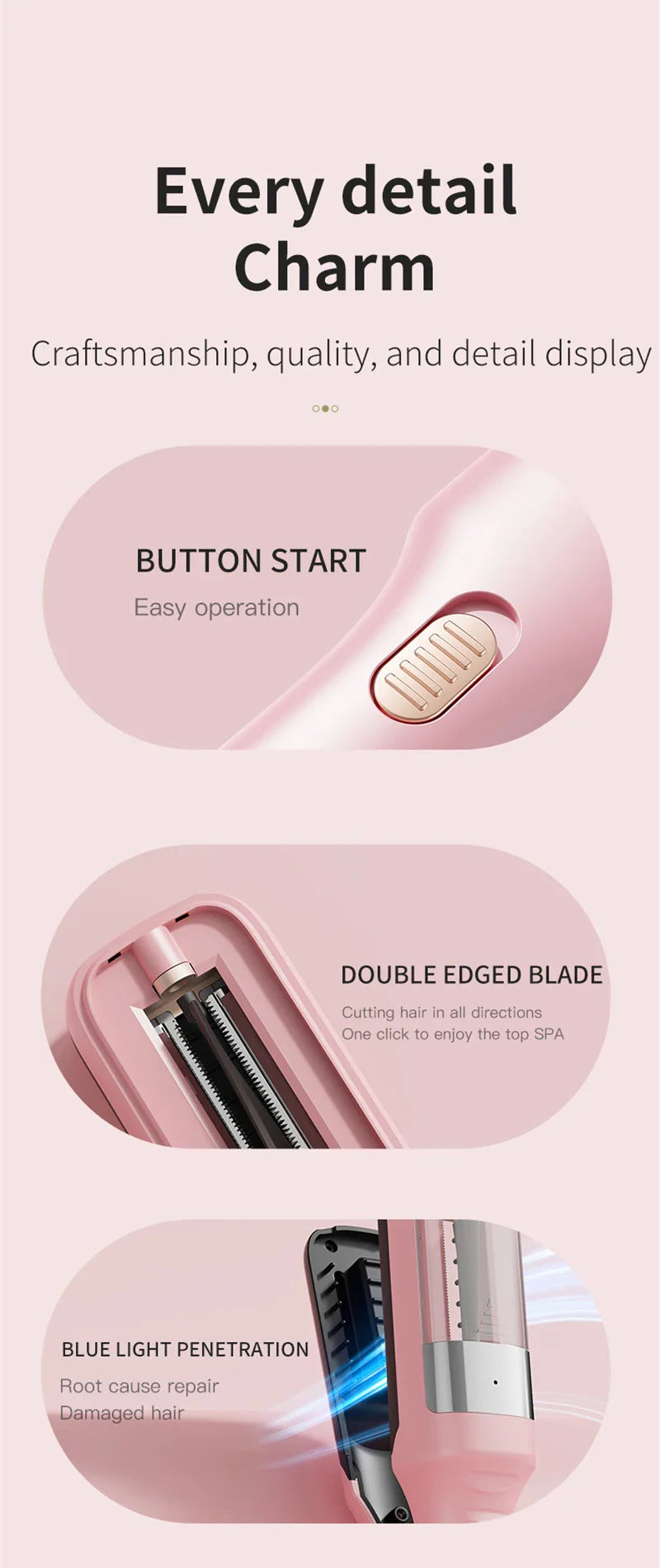 Hair ends Trimmer Split Remover Dry Damaged Brittle Professional Automatic Trim Split for Women Cordless Hair cutting machine