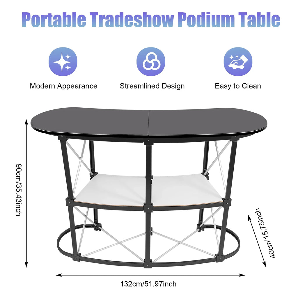 Foldable Tradeshow Table Exhibition Countertop Podium Promotion Table Office Reception Desk School Lecture Table