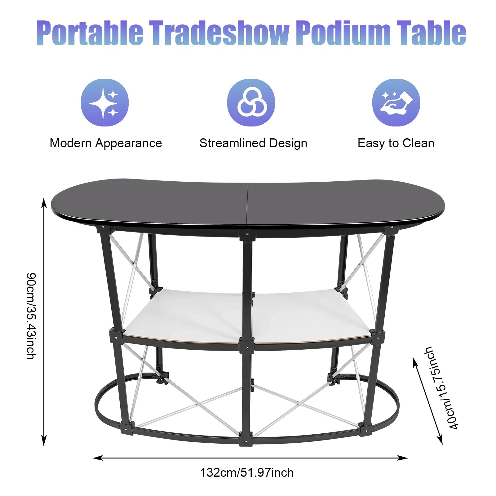 Foldable Tradeshow Table Exhibition Countertop Podium Promotion Table Office Reception Desk School Lecture Table