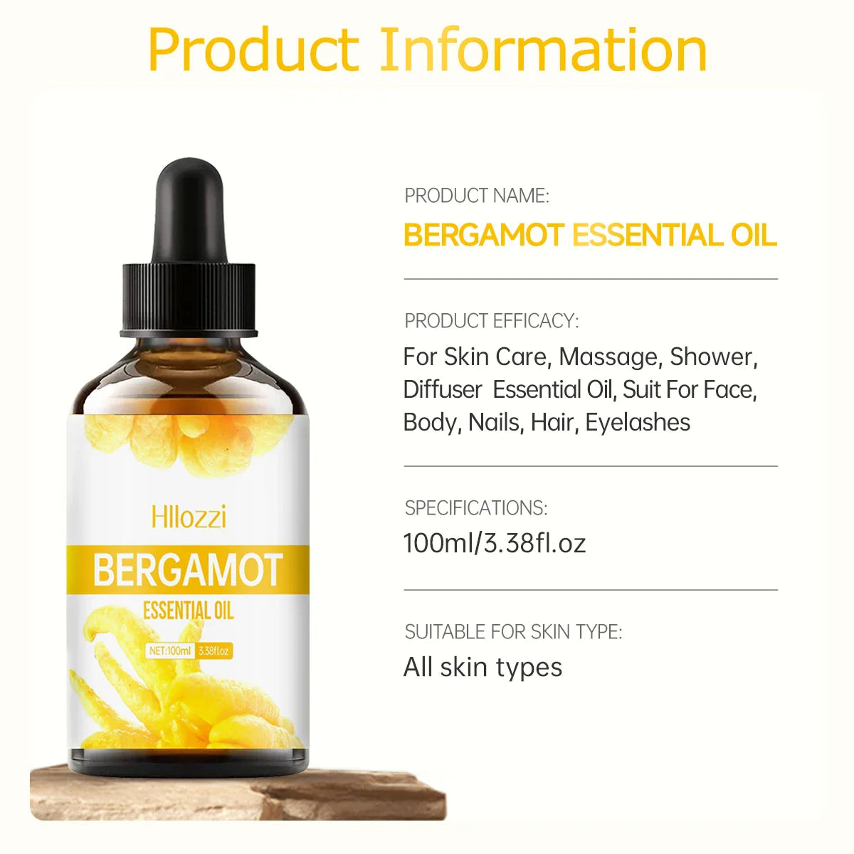 Bergamot Oil, Premium Essential Oil for Hair Care, Home Diffusers, Skin, Spas, Massage and Humidifiers