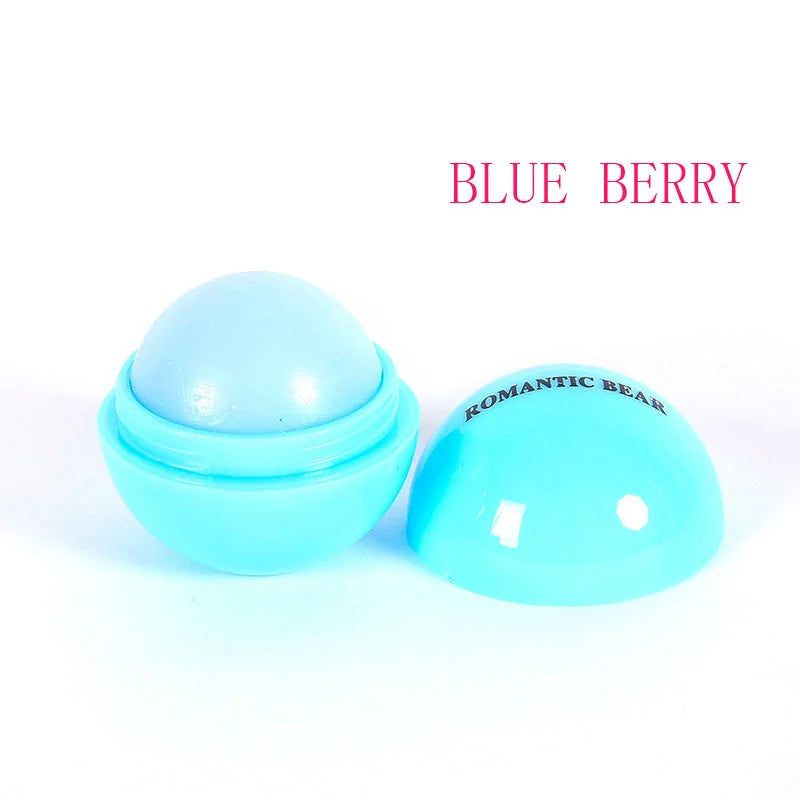 Fruit Flavor Lip Balm Cute Round Ball Pure Natural Plant Kids Baby Girls Lips Balm Moisturizing Romantic Bear