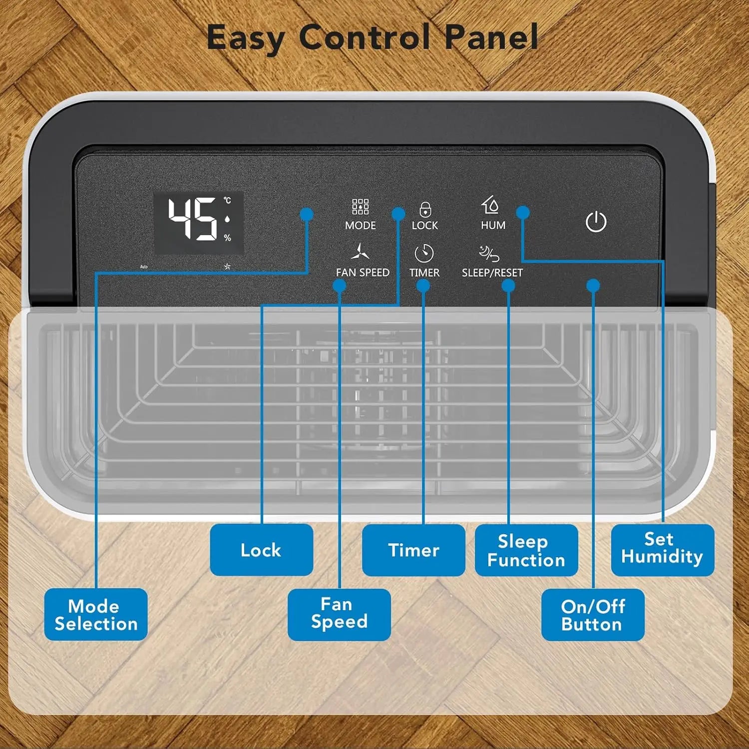 Dehumidifiers For Home 24L/Day Dehumidifier With Automatic Humidity Display Sleep Mode Childlock 24H Timer High-capacity