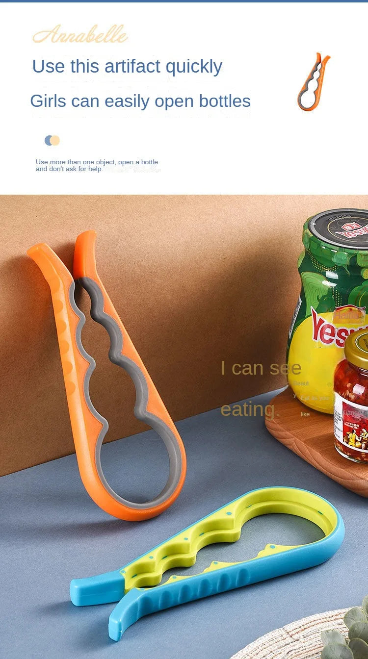 Four-in-One Bottle Opener Kitchen Multi-Functional Can Openers Cans Bottle Opener Non-Slip Labor-Saving Twist Bottle Lid Opener