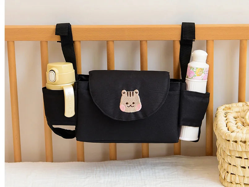 Baby stroller hanging bag cartoon bear storage bag Stroller basket hanging bag baby roller