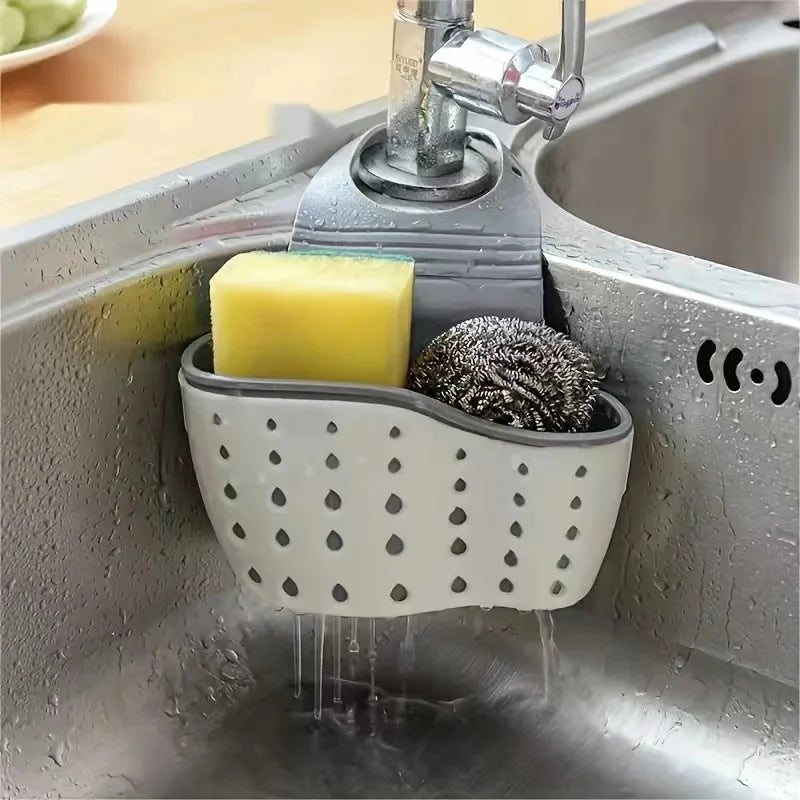 Kitchen Sink Storage Hanging Basket Plastic Dishwashing Sponge Hanging Bag Pool Drain Rack Storage Rack Faucet Drain Basket
