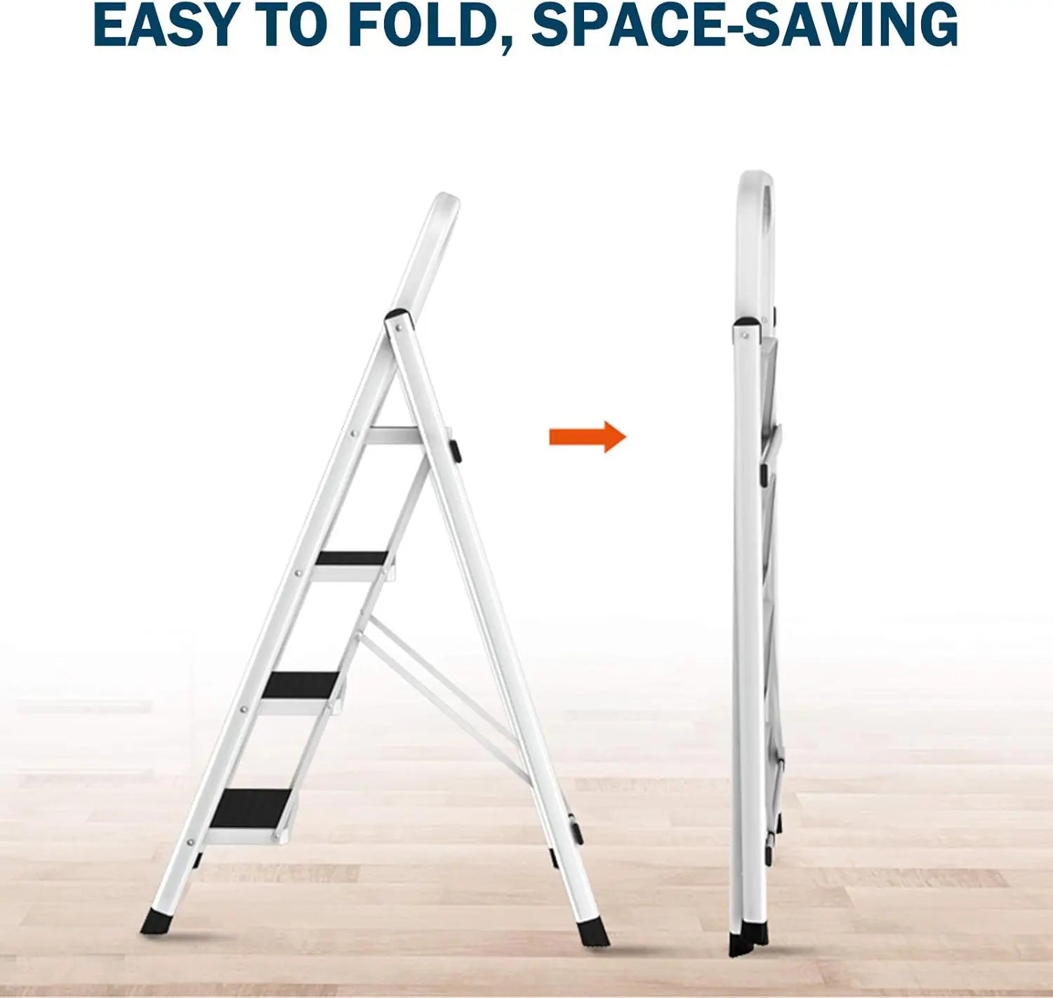 DayPlus Safety Folding Step Stool 2-4 Step Ladder Portable Foldable Stepladder Anti Slip Feet  for Indoor Outdoor Home Office