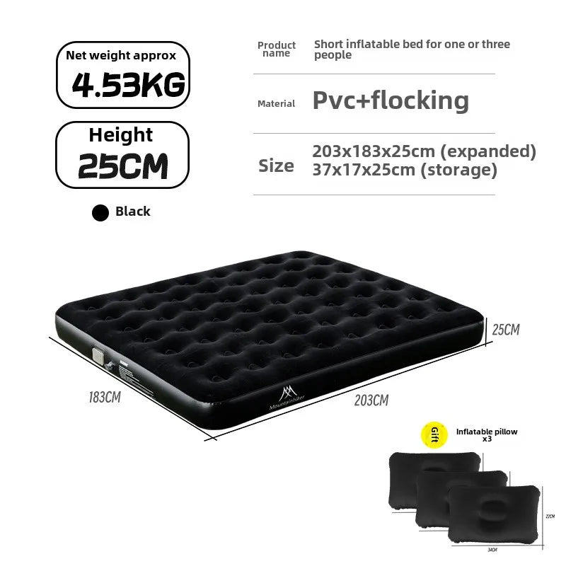 MOUNTAINHIKER 2025 Interior Air Mattress Glamping Mats PVC Inflatable Sleeping Mattress 1/3 Person Camping Bed Mat Built-in Pump