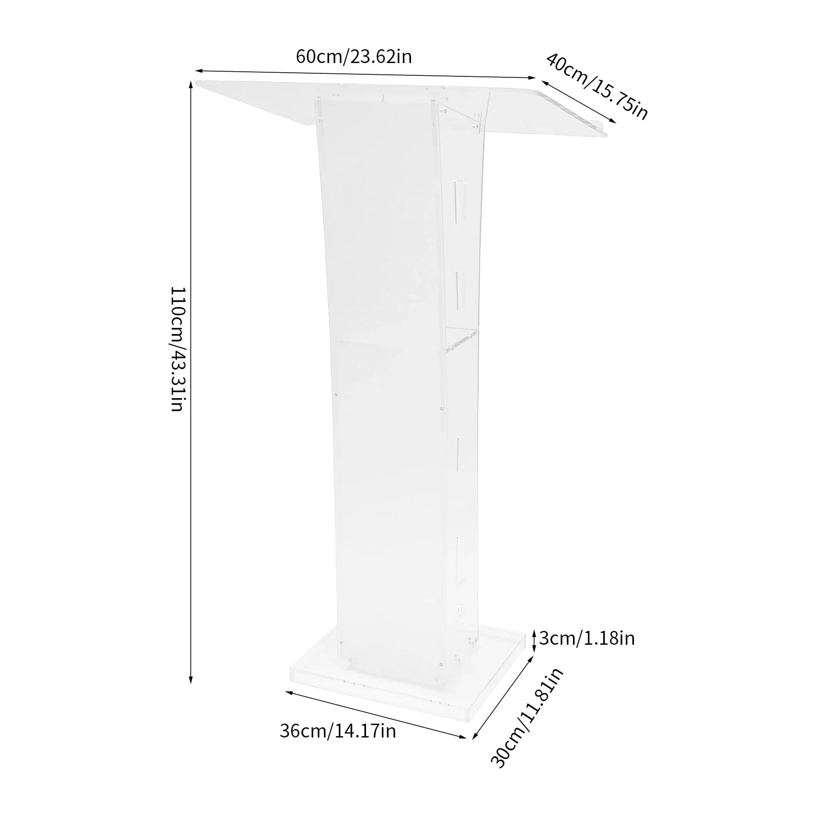 Acrylic Podium Floor Standing Clear Lecterns W/ Storage Shelf School Stand Desk Church Pulpit Office Lecture Table 43in H