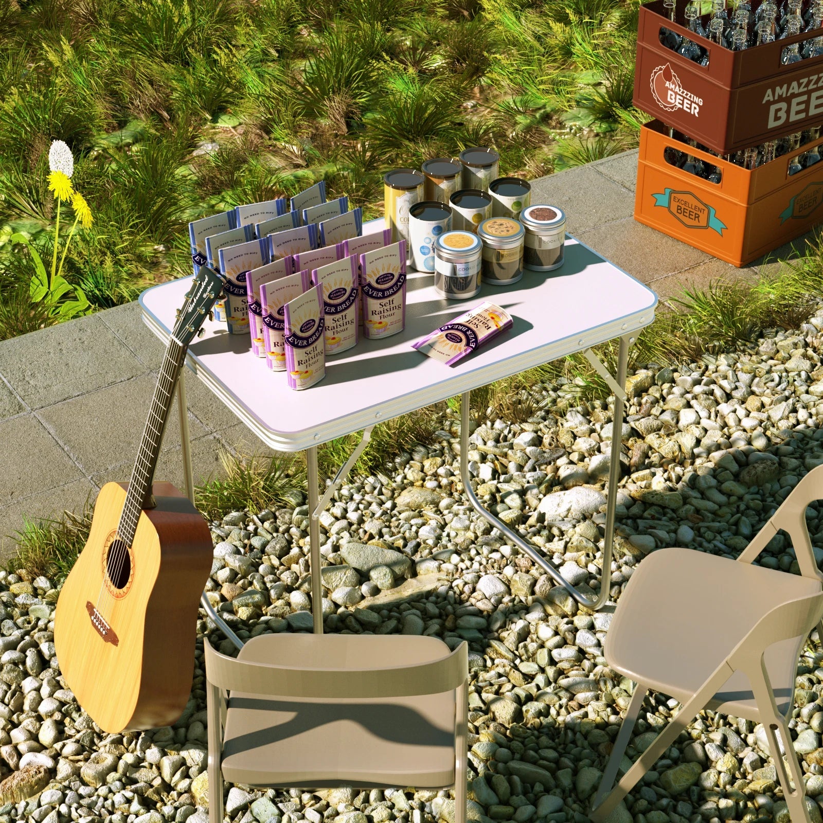 EFAN Folding Table 6FT/80CM Portable Aluminium Party Kitchen BBQ Trestle Outdoor Tool for Camping Picnic Garden Study Writing