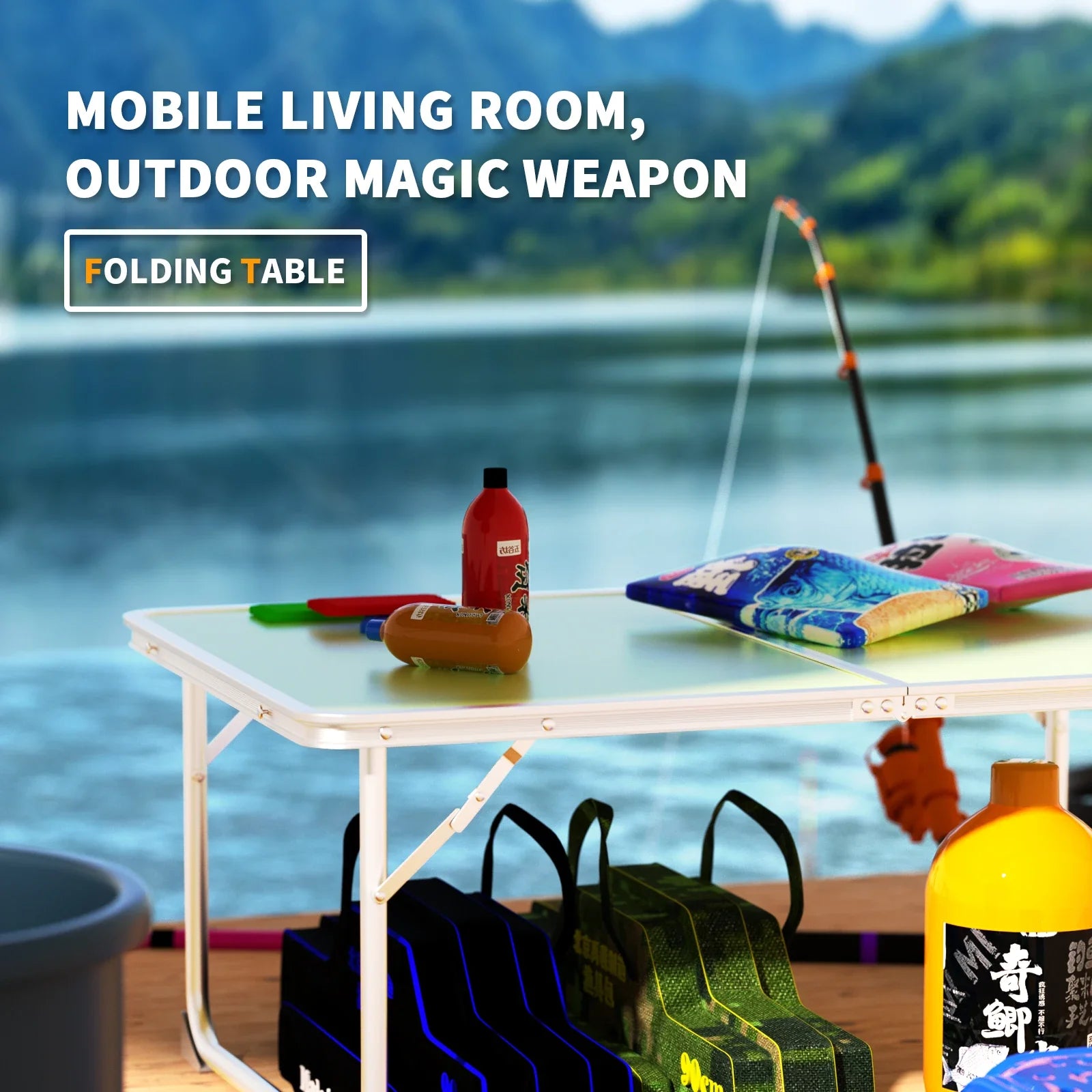 Mini Folding Picnic Table with Carry Handle, Aluminum Frame, Laptop Table for Sofa Bed Couch Floor, 60x40x24cm, Green/White