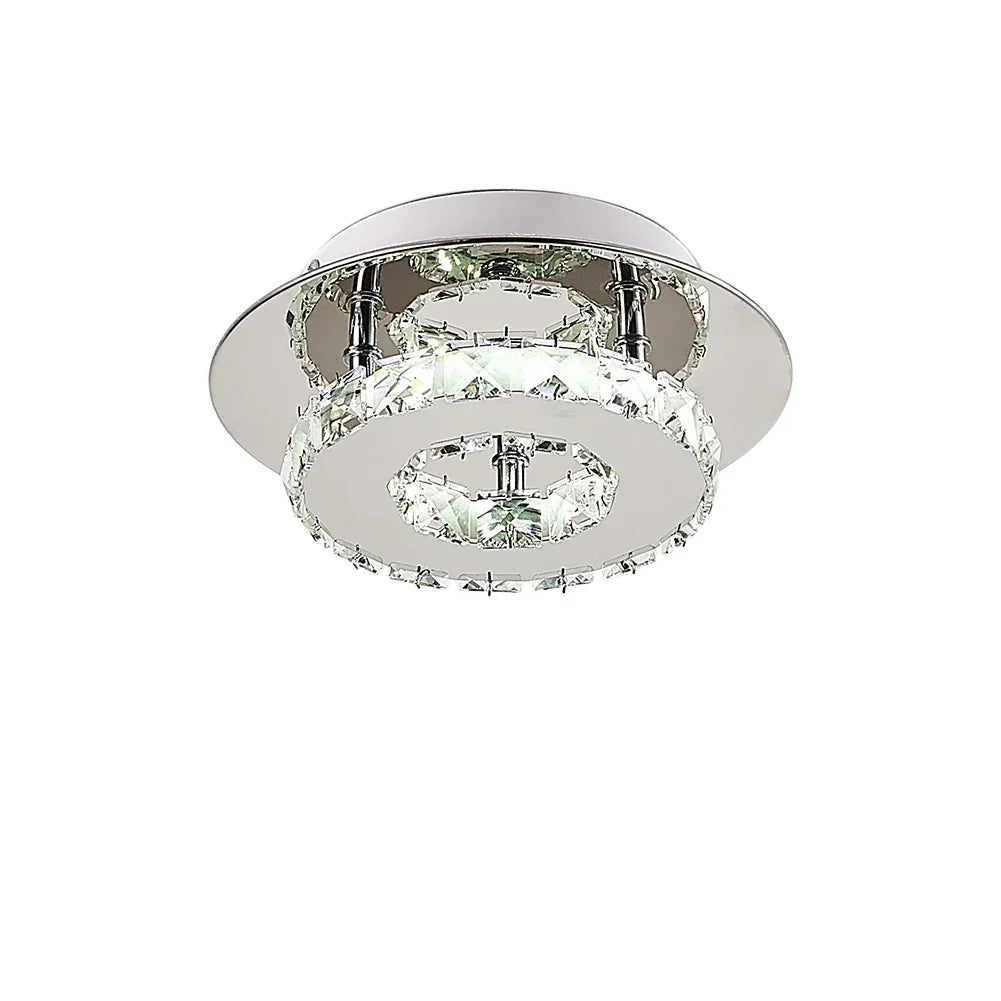 KOMORE Modern Small Crystal LED Ceiling Light, Square / Round for Office, Living Room, Bedroom, Kitchen, Hallway