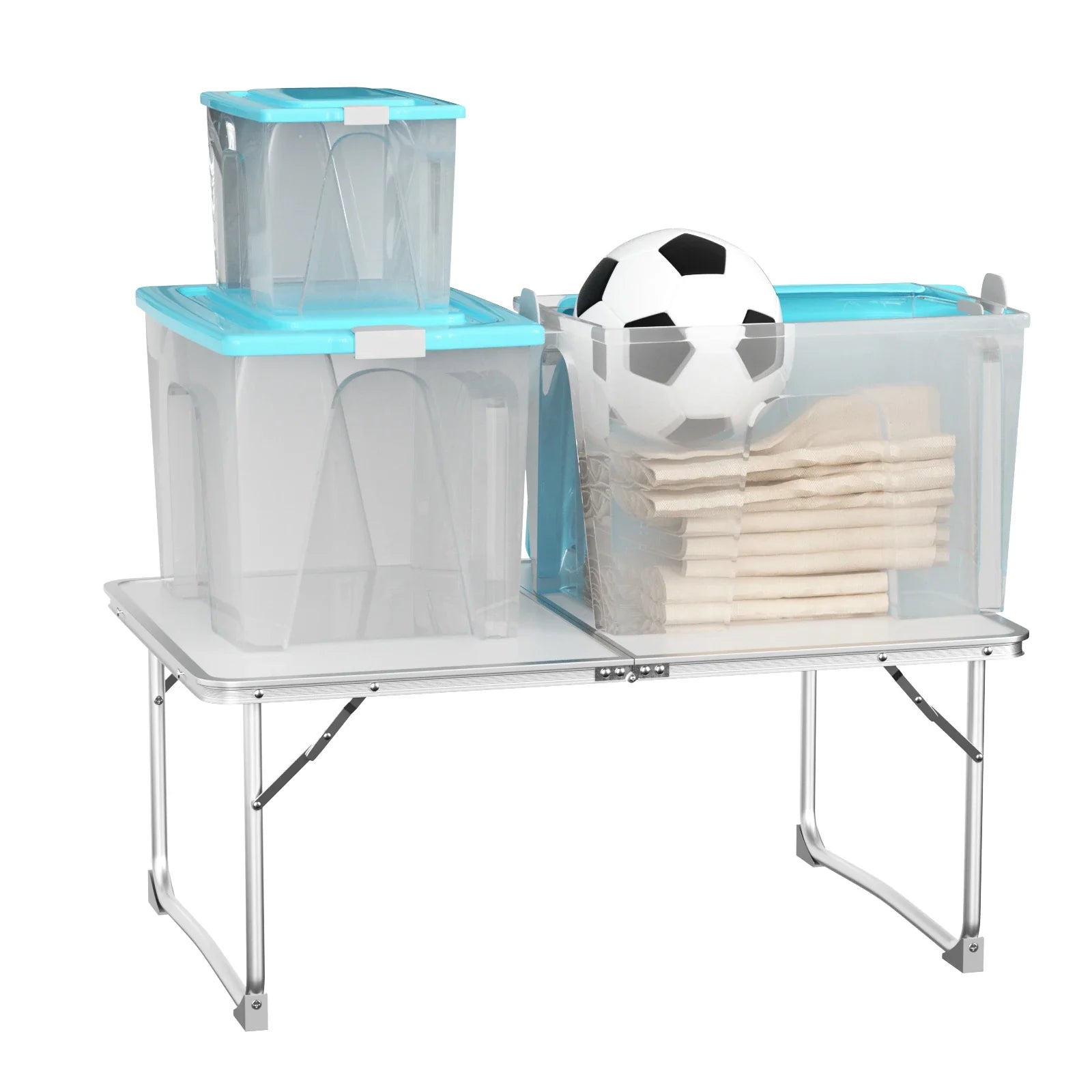 Mini Folding Picnic Table with Carry Handle, Aluminum Frame, Laptop Table for Sofa Bed Couch Floor, 60x40x24cm, Green/White