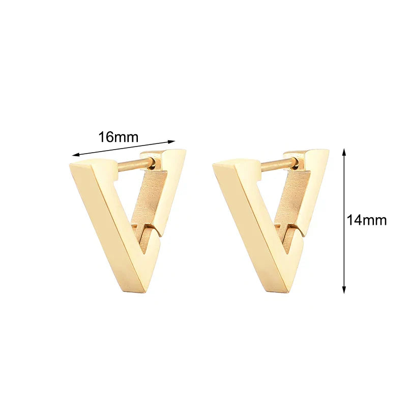 Classic Stainless Steel Hoop Earrings For Women Men Heart Star Oval Rectangle Round Triangle Gold Color Punk Hip Hop Jewelry