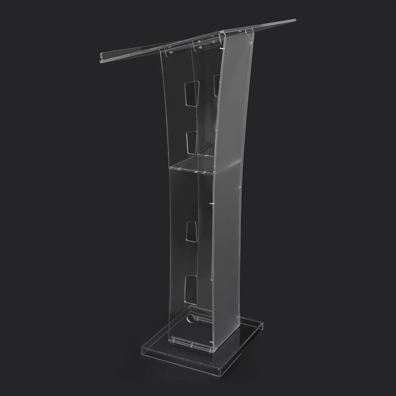 Acrylic Podium Floor Standing Clear Lecterns W/ Storage Shelf School Stand Desk Church Pulpit Office Lecture Table 43in H