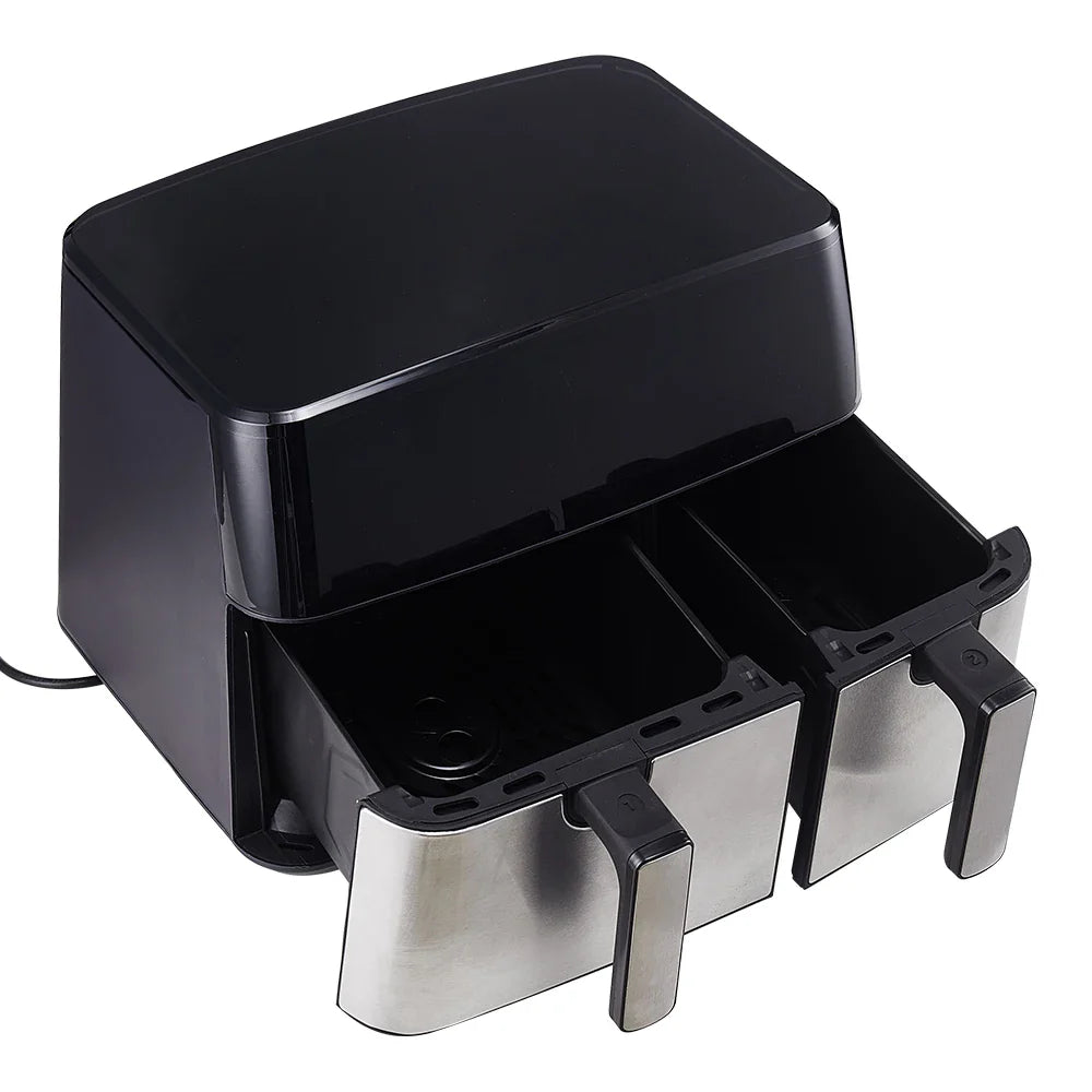 KOMORE 6.5L+3.5L Touch Screen Dual Basket Air Fryer with 60 Minutes Timer & 80°C-200°C Adjustable Temperature