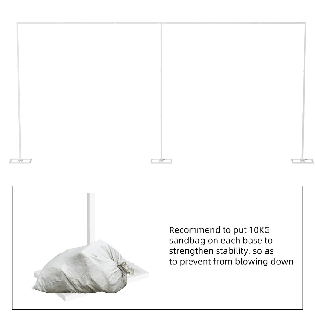 Heavy-Duty Adjustable Backdrop Stand Kit, Drape Pipe Support Frame, Wedding Backdrop, 6m x 3m