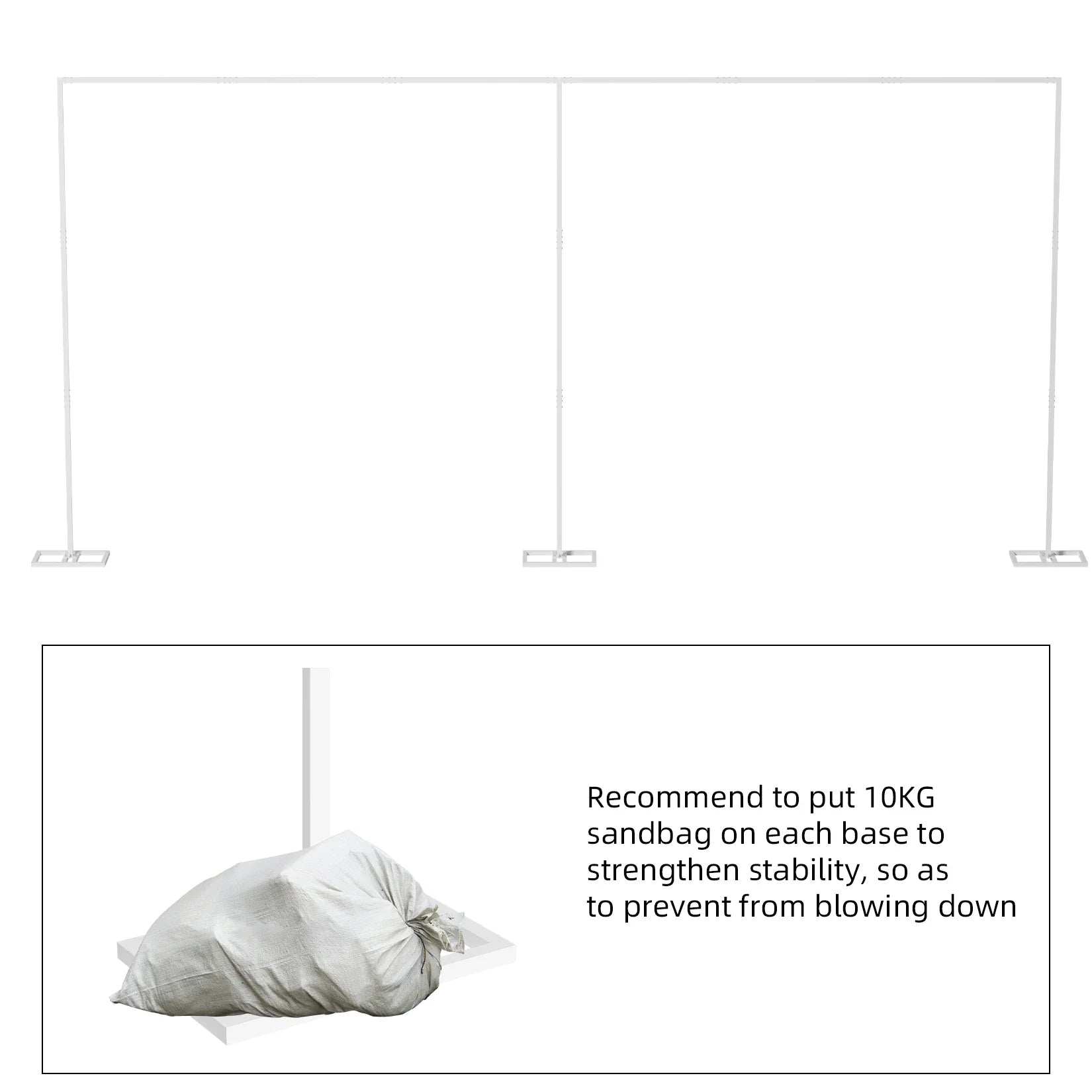 Heavy-Duty Adjustable Backdrop Stand Kit, Drape Pipe Support Frame, Wedding Backdrop, 6m x 3m