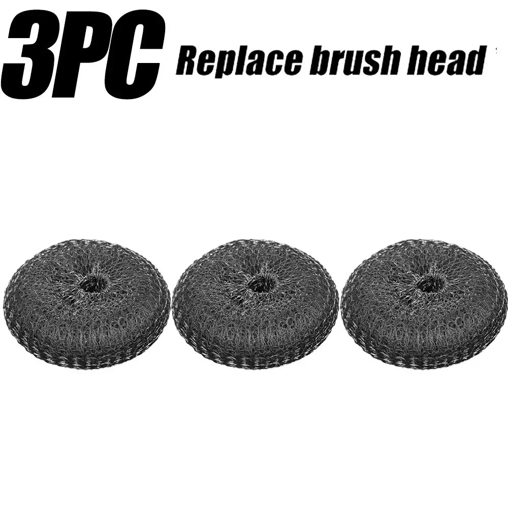 Stainless Steel Wire Brush with Long Handles Kitchen Replacement Steel Wool Wire Ball Dishwashing Brush Sink Countertop Cleaning