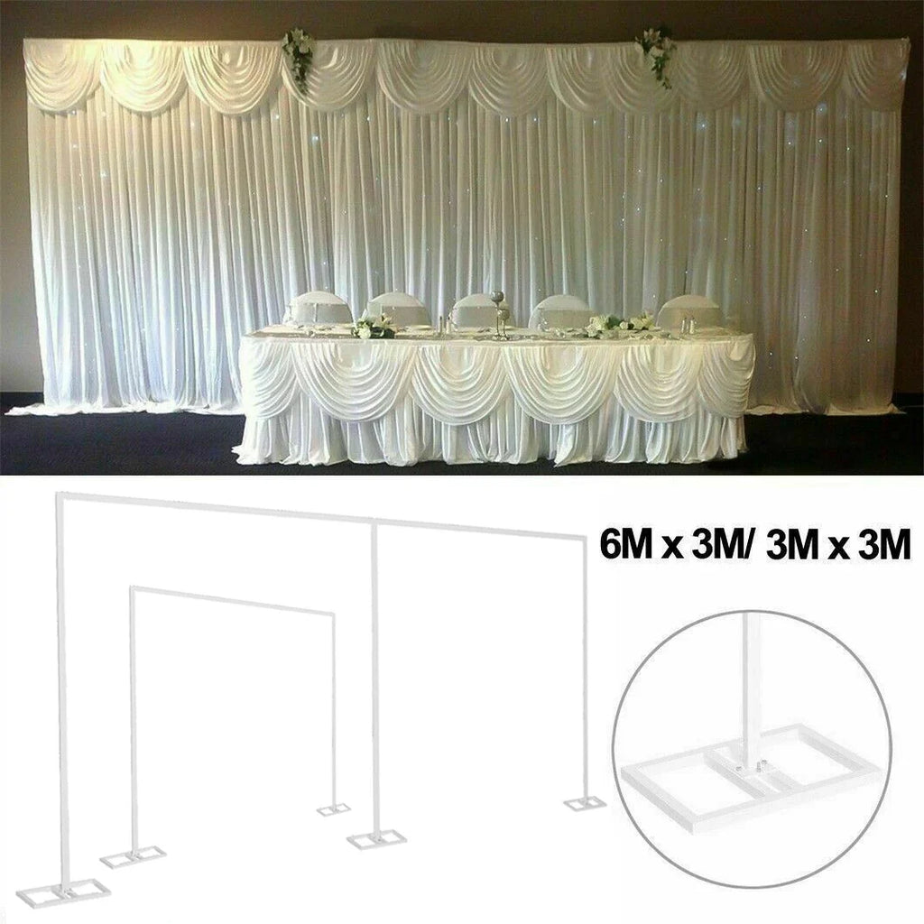 Heavy-Duty Adjustable Backdrop Stand Kit, Drape Pipe Support Frame, Wedding Backdrop, 6m x 3m