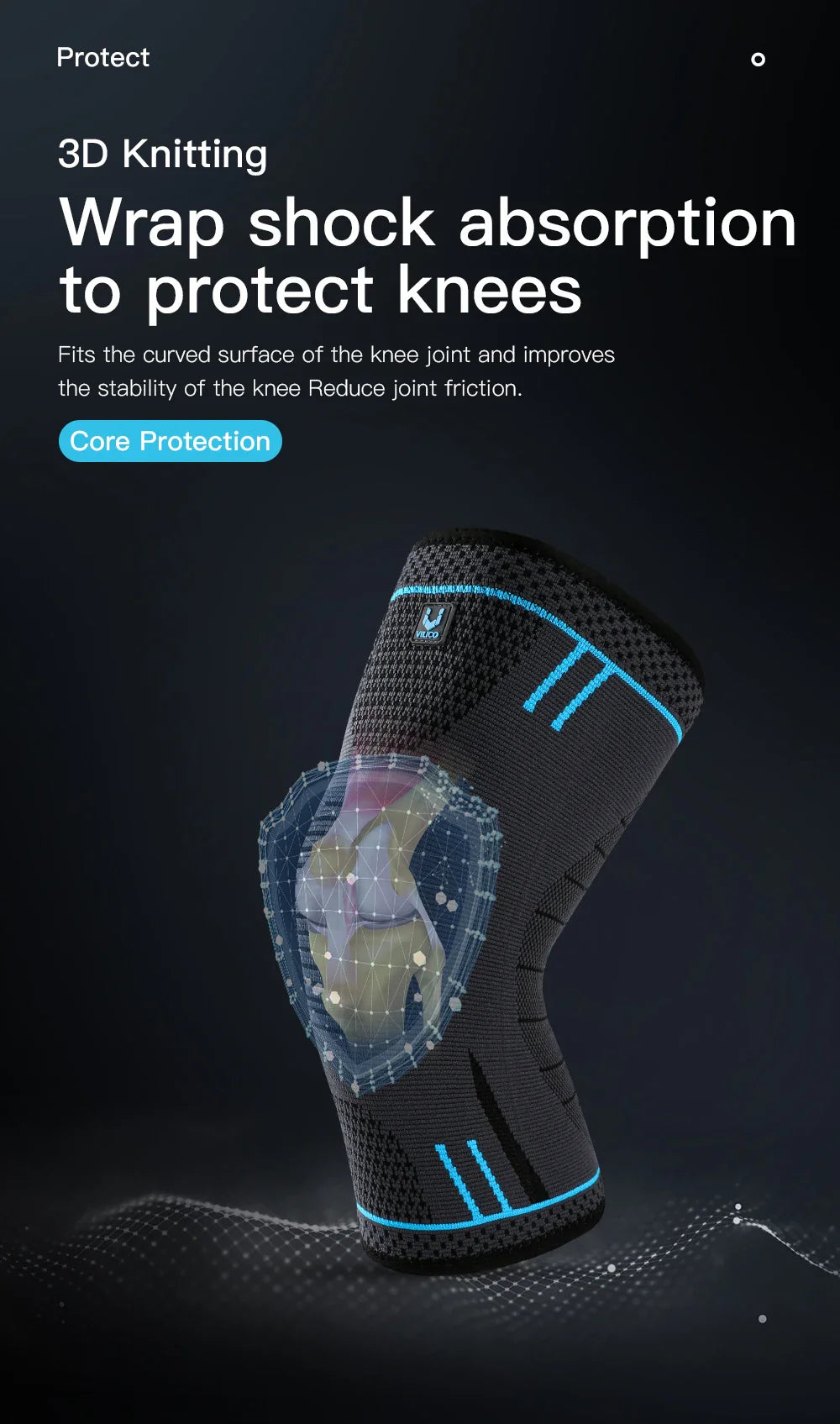 Compression Knee Support Sleeve - Elastic Breathable Brace for Sports Basketball Running Gym