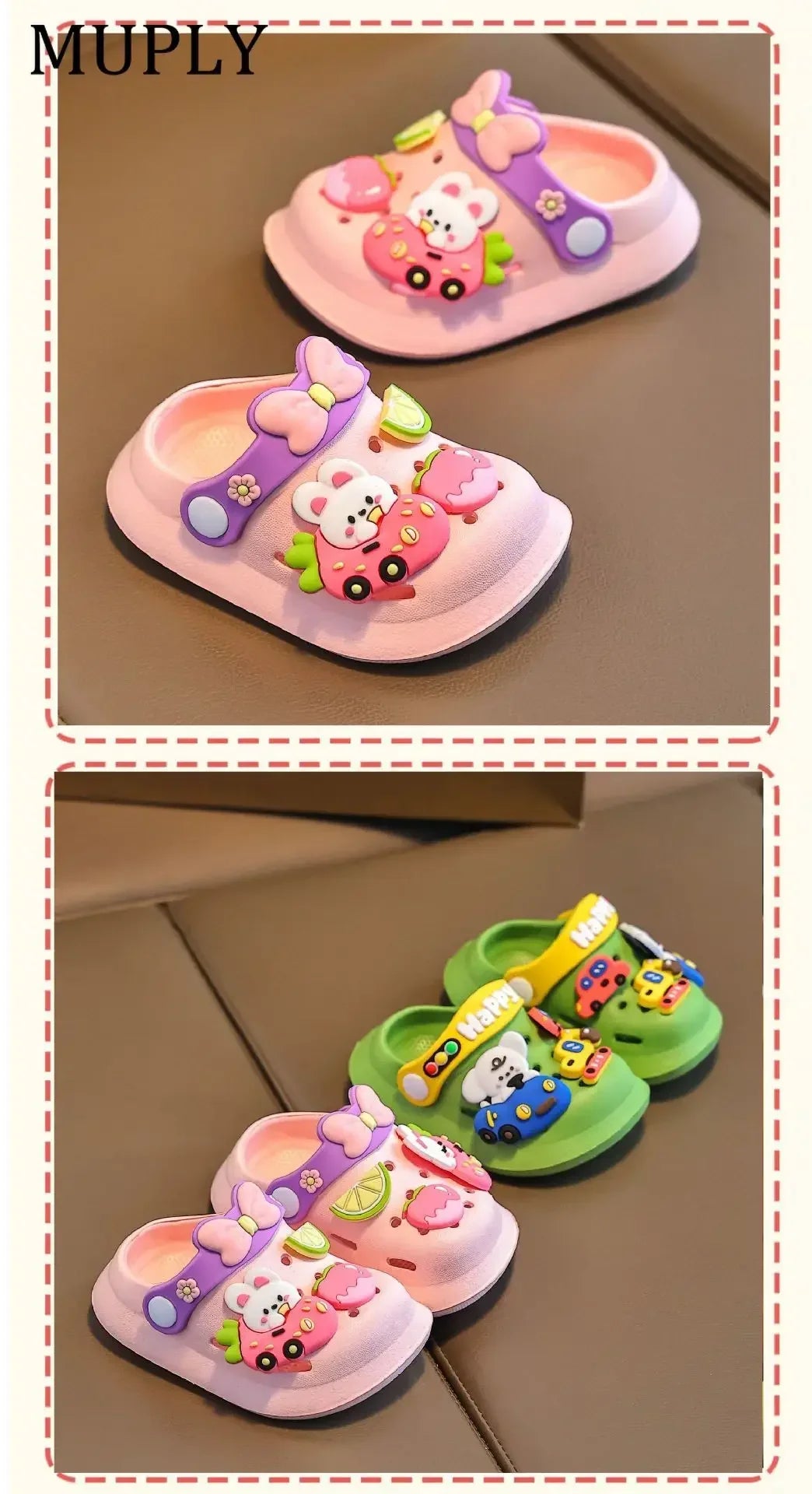 Summer Children Garden Clogs Shoes Boys&Girls Beach Sandal Kids Lightweight Breathable Cute Cartoon Slip Baby Slippers