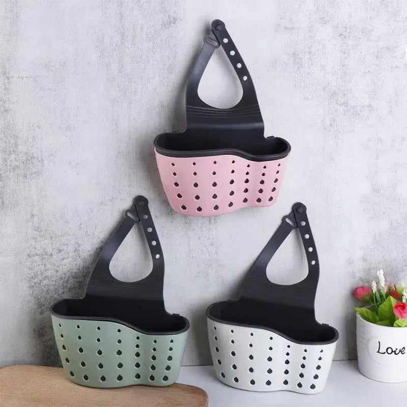 Home Storage Drain Basket Kitchen Sink Holder Adjustable Soap Sponge Shlf Hanging Drain Basket Bag Kitchen Accessories
