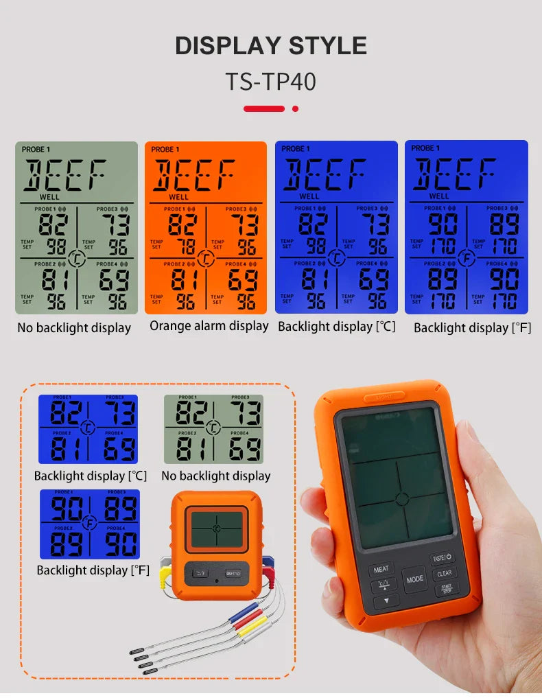 Digital Chef Thermometer Wireless Meat Thermometer Remote Instant Read BBQ Cooking Food Thermometer for Kitchen Oven Grill