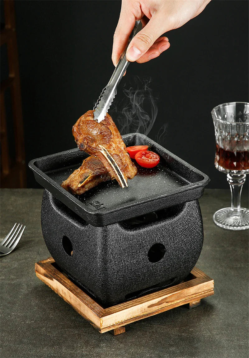 Aluminum alloy tea cooker Small oven Korean style cast iron barbecue dish portable grill korean bbq Japanese charcoal grill