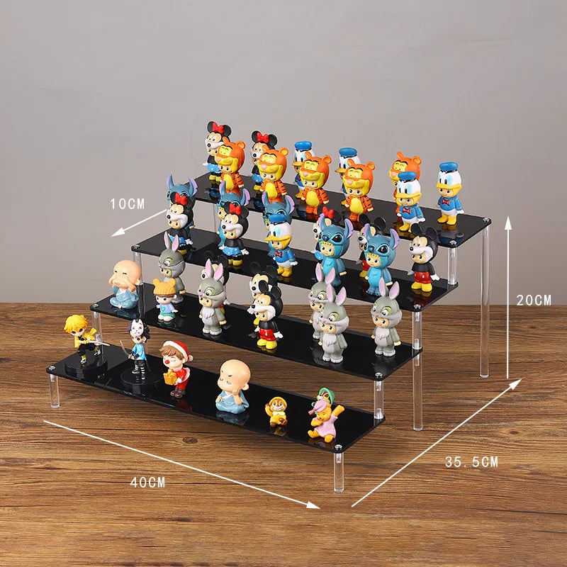 Acrylic Riser Display Stand Perfume Organizer Shelves for Amiibo Funko Figures Toys Cupcake Desserts Collection Cosmetic Jewelry