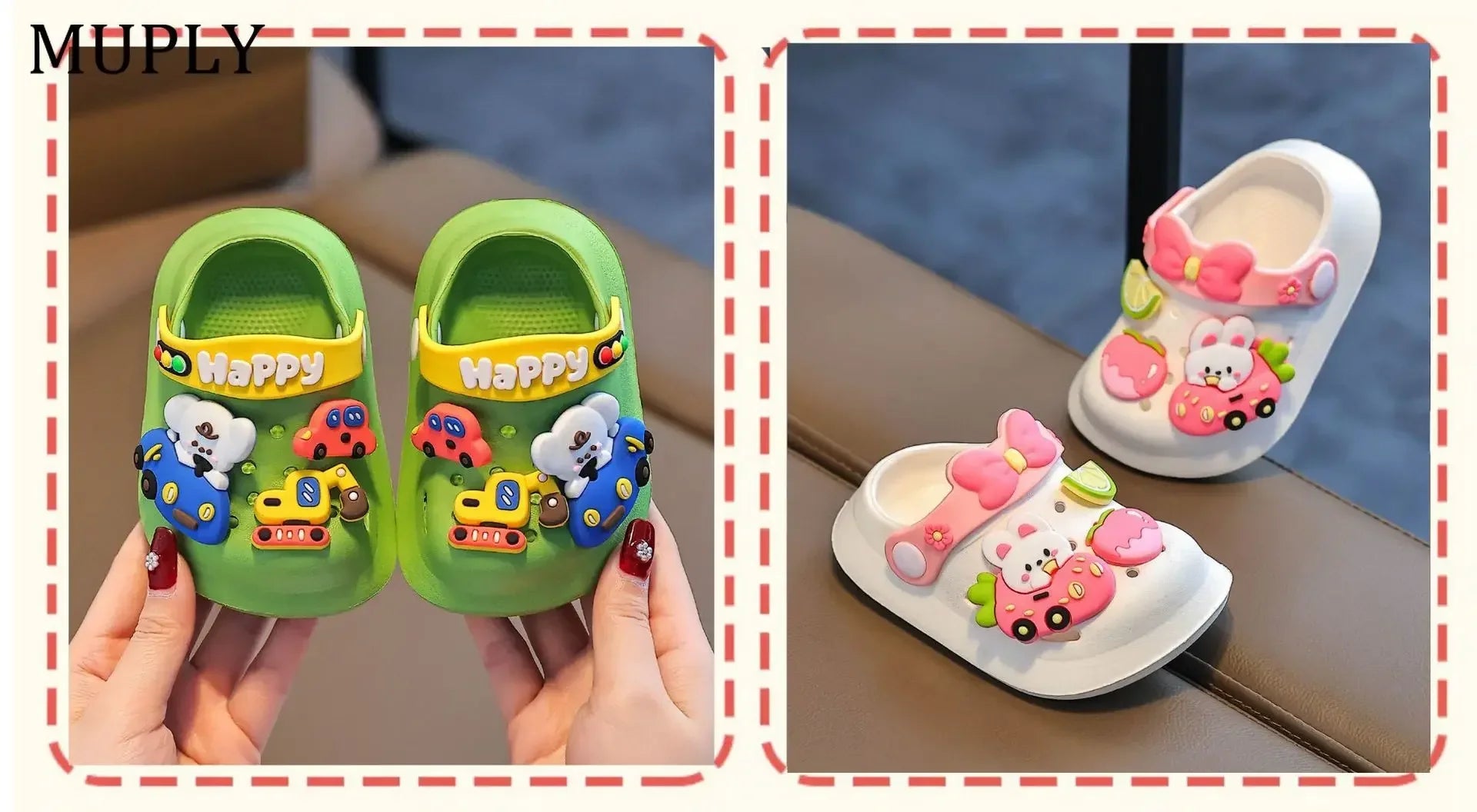Summer Children Garden Clogs Shoes Boys&Girls Beach Sandal Kids Lightweight Breathable Cute Cartoon Slip Baby Slippers