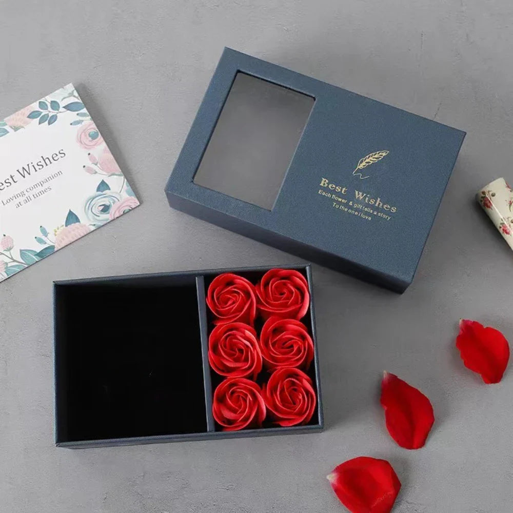 Valentine's Day Eternal Roses Gift Box Window Opening Six Rose Jewelry Gift Packaging Box Birthday Gifts Eternal Flower Ring Box