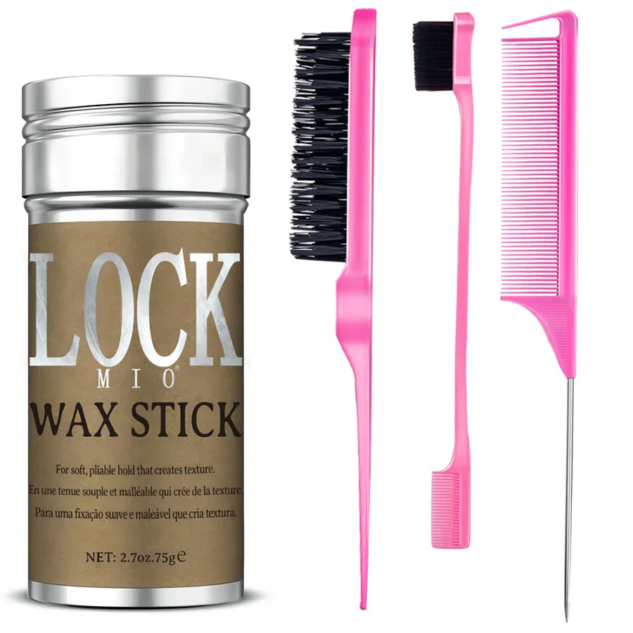 LOCKMIO Wax Stick Natural Coconut Oil Moisturizes Soften Smoothing Styling Flyaway Hair Edge Control Strong Hold Long Lasting
