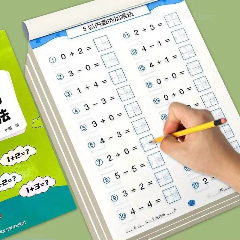 Handwritten Arithmetic Exercise Books Learning Mathematics Workbook 61 Pages Addition and Subtraction Children's Notebooks