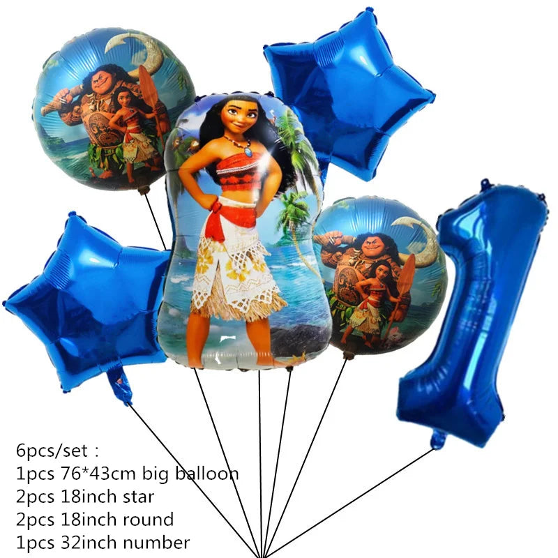 Disney Moana Birthday Party Decorations Supplie Moana Celebration Party Balloons Disposable Tableware Cup Plate Baby Shower Toys